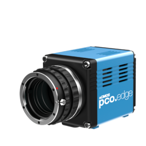 A camera that is blue and black.